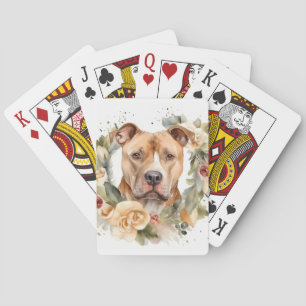 Pitbull Christmas Wreath Festive Pup Poker Cards