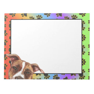 Pitbull colorful dog paw pattern notepad