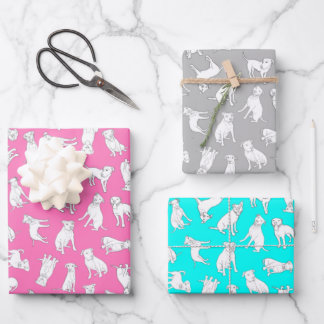 Pitbull Confetti - hot pink, turquoise, gray Wrapping Paper Sheets