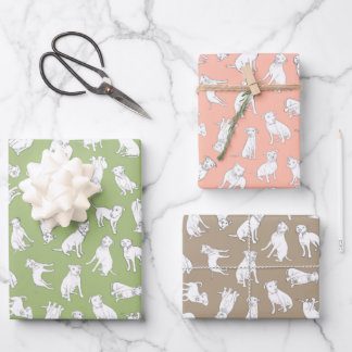 Pitbull Confetti - sage, tan, peach  Wrapping Pape Paper Sheets