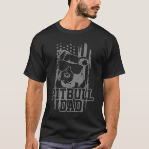 Pitbull Dad American Flag Patriotic Dog Lover Gift T-Shirt