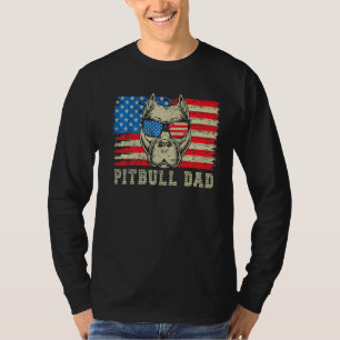 Pitbull Dad American Pit Bull Dog Us Flag 4th Of J T-Shirt