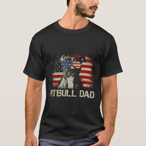 Pitbull Dad Ever Shirt American Flag 4th Of July G