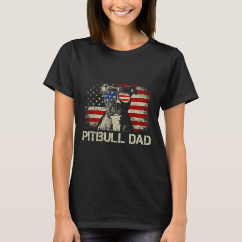 Pitbull Dad Ever Shirt American Flag 4th Of July G