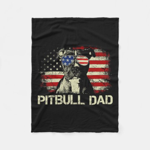 Pitbull Dad Ever Shirt American Flag 4th Of July G Fleece Blanket