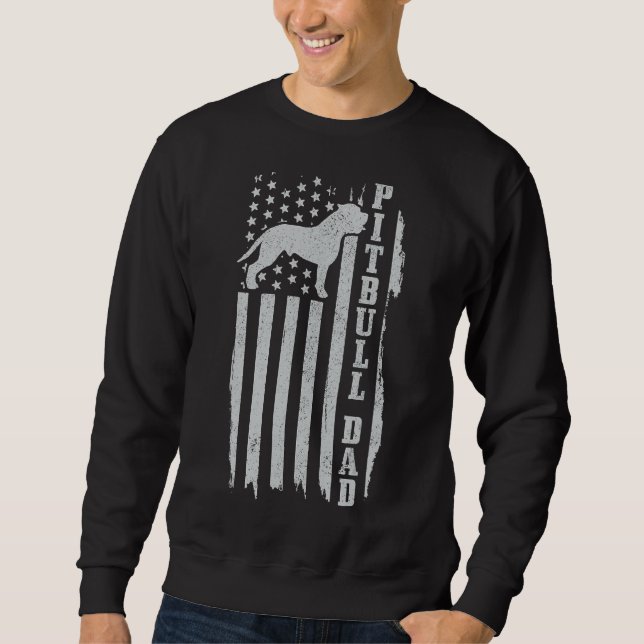 Pitbull Dad Mens  Proud American Pit Bull Dog Fun Sweatshirt (Front)