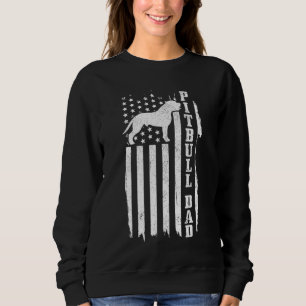 Pitbull Dad Vintage American Flag Patriotic Pitbul Sweatshirt