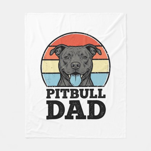 Pitbull Dad Vintage Dog Lover Shirt Design (2)_1 Fleece Blanket