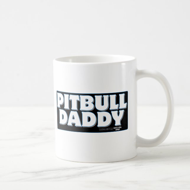 PITBULL DADDY Black Background Coffee Mug (Right)