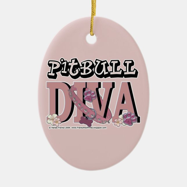 Pitbull DIVA Ceramic Ornament (Front)
