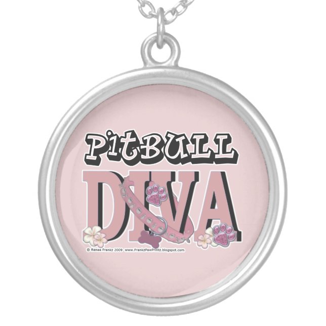 Pitbull DIVA Silver Plated Necklace (Front)