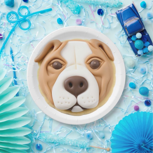 Pitbull Dog 3D Inspired Paper Plates (Party)