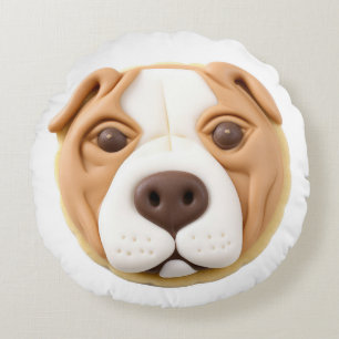Pitbull Dog 3D Inspired Round Pillow