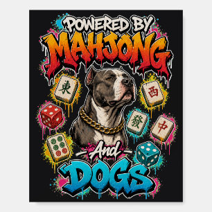  Pitbull Dog and Mahjong Tiles Street Art  Foam Board