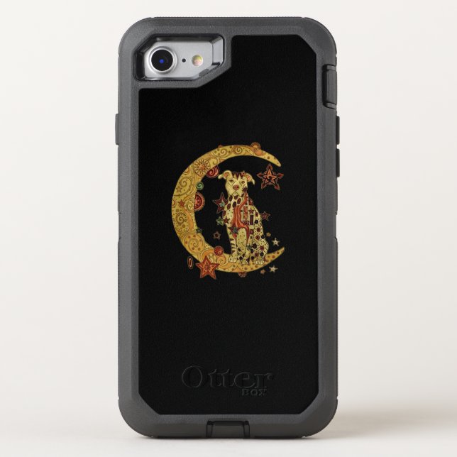 Pitbull dog and moon otterbox iPhone case (Back)