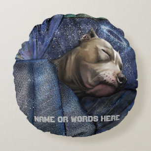 Pitbull Dog Angel Sympathy Loss Condolence Round Pillow