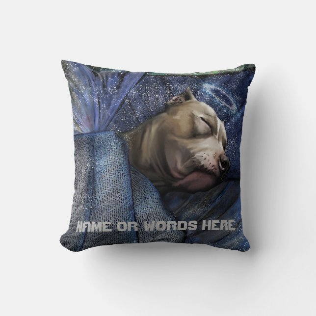 Pitbull Dog Angel Sympathy Loss Condolence Throw Pillow (Front)