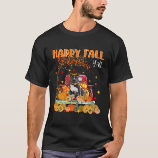 Pitbull Dog Autumn Fall Pumpkin Truck Mappe Thanks T-Shirt