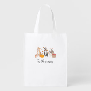 Pitbull Dog Autumn Fall Thanksgiving Tis The Seaso Grocery Bag