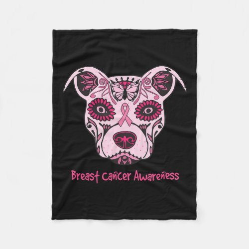 Pitbull Dog Breast Cancer Awareness Day Of The Dea Fleece Blanket