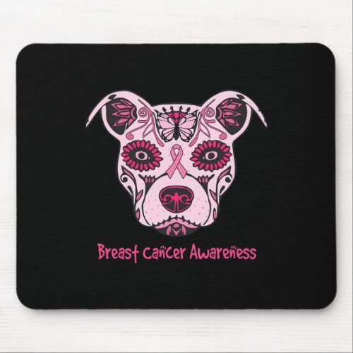 Pitbull Dog Breast Cancer Awareness Day Of The Dea Mouse Pad