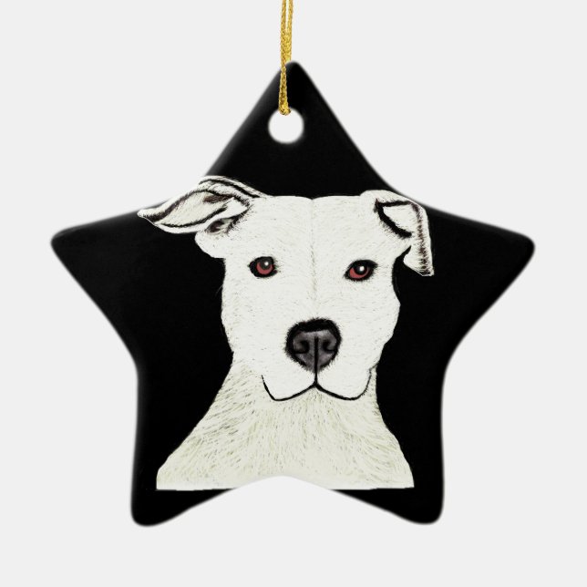Pitbull dog breed ceramic ornament (Front)