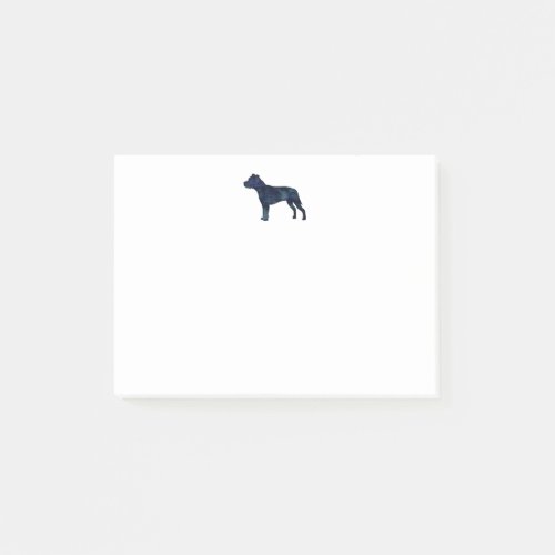 Pitbull Dog Breed Silhouette Black Watercolor Post_it Notes