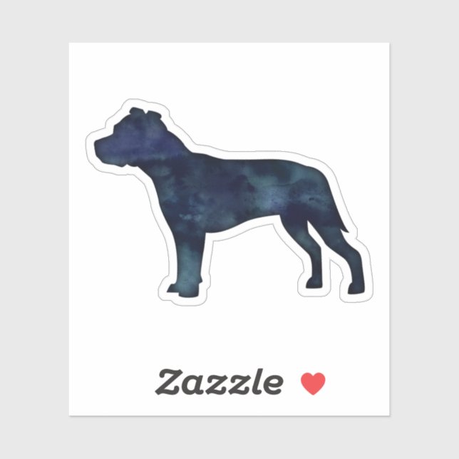 Pitbull Dog Breed Silhouette Black Watercolor Sticker (Sheet)