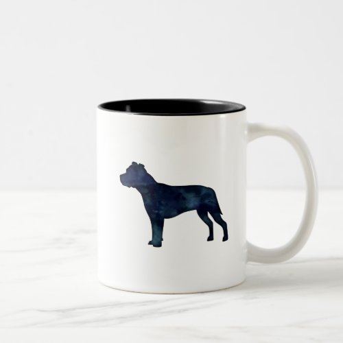 Pitbull Dog Breed Silhouette Black Watercolor Two_Tone Coffee Mug