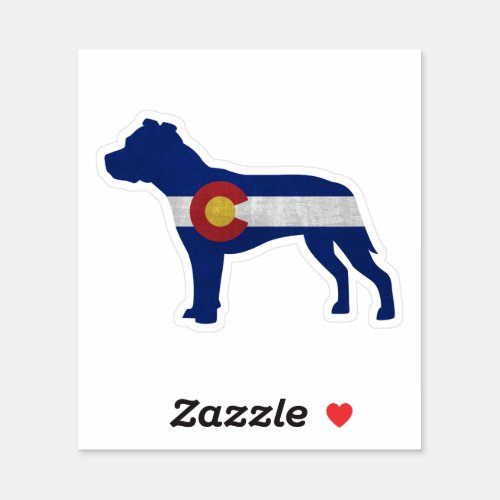 Pitbull Dog Breed Silhouette Colorado Flag Sticker