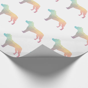 Pitbull Dog Breed Silhouette Geometric Pastel Wrapping Paper