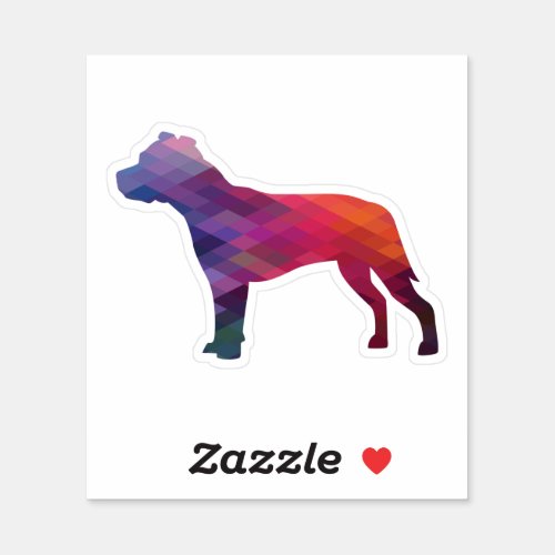 Pitbull Dog Breed Silhouette Geometric Purple Sticker