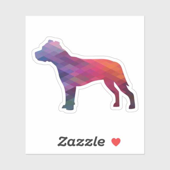 Pitbull Dog Breed Silhouette Geometric Purple Sticker (Sheet)
