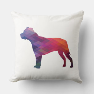 Pitbull Dog Breed Silhouette Geometric Purple Throw Pillow