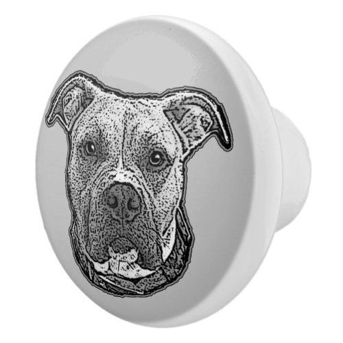 Pitbull dog ceramic drawer knob pull