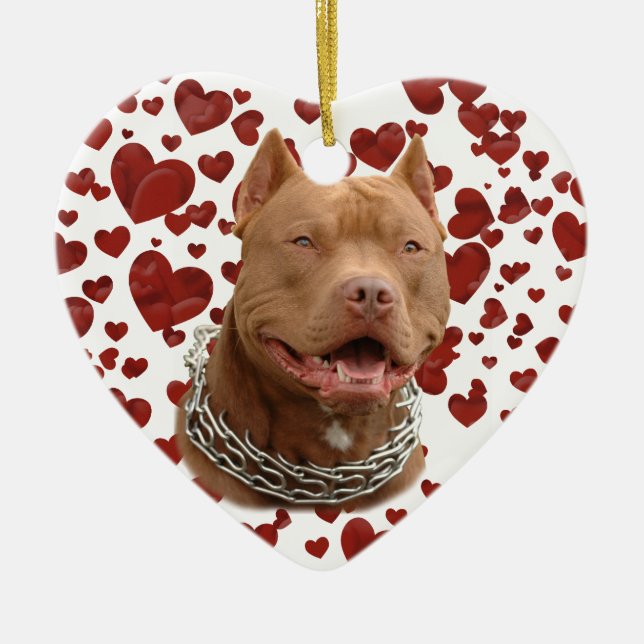 Pitbull dog ceramic ornament (Front)