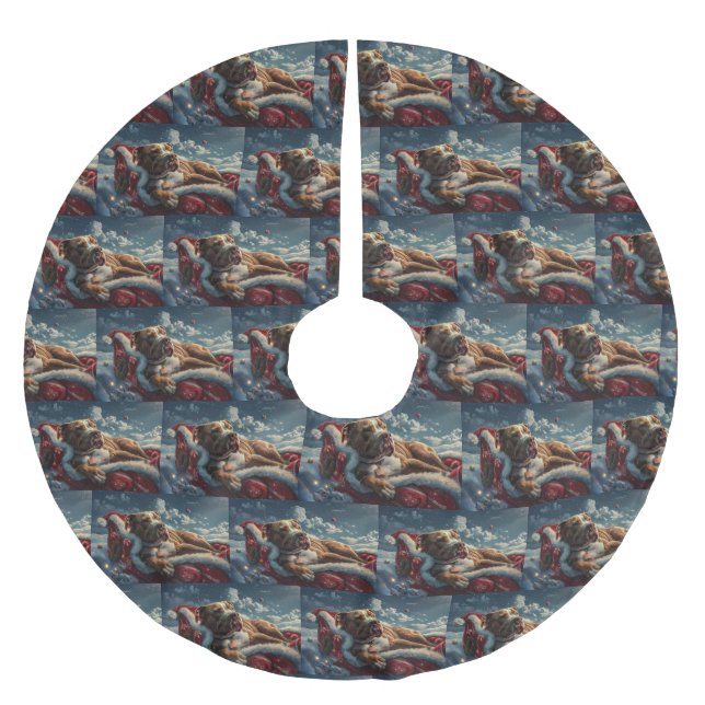 Pitbull Dog Christmas Festive Brushed Polyester Tree Skirt (Front)