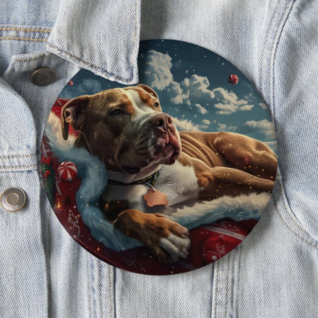 Pitbull Dog Christmas Festive Button (In Situ)