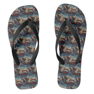Pitbull Dog Christmas Festive Flip Flops