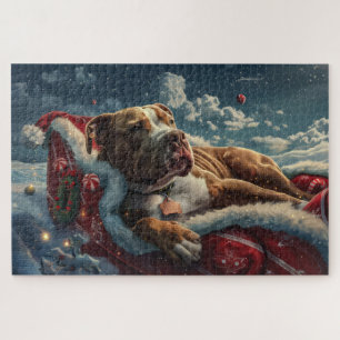 Pitbull Dog Christmas Festive Jigsaw Puzzle
