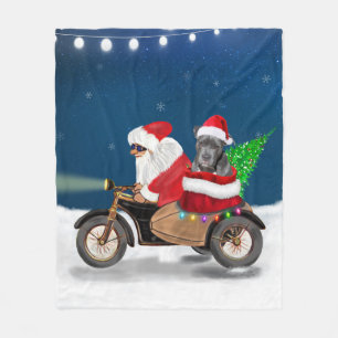 Pitbull Dog Christmas Santa Claus Fleece Blanket