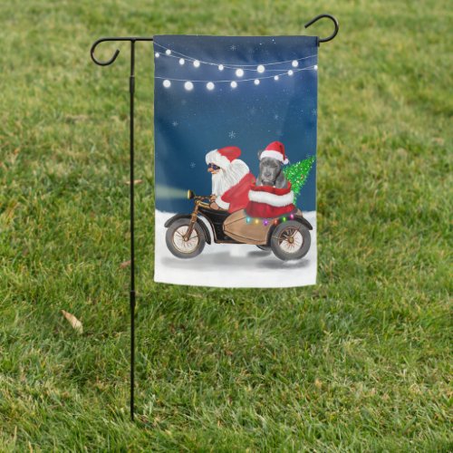 Pitbull Dog Christmas Santa Claus  Garden Flag