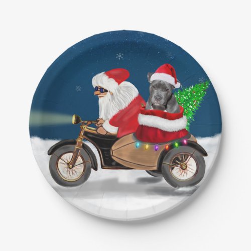 Pitbull Dog Christmas Santa Claus  Paper Plates