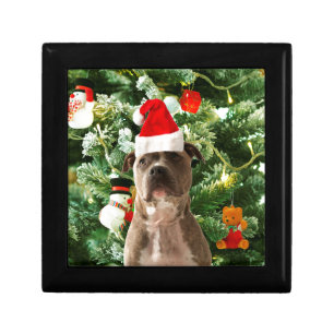 Pitbull Dog Christmas Tree Ornaments Snowman Jewelry Box