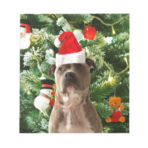 Pitbull Dog Christmas Tree Ornaments Snowman Notepad