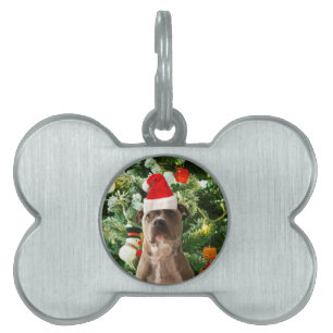 Pitbull Dog Christmas Tree Ornaments Snowman Pet Name Tag