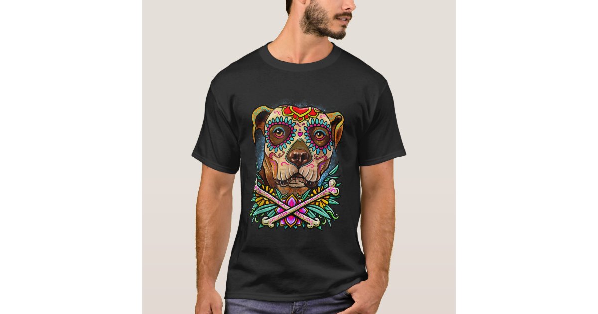 Pitbull Mom Sugar Skull Shirt- Funny Gothic Dog Mom Dad Gift