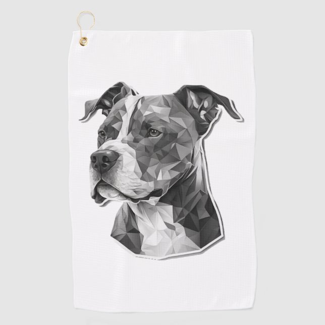 Pitbull dog face golf towel (Front)