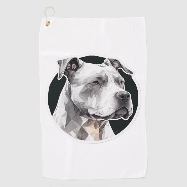 Pitbull dog face golf towel (Front)