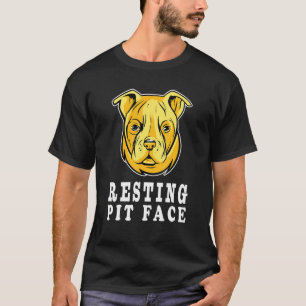 Pitbull Dog Face Resting Pit Face Funny Dog Happy T-Shirt